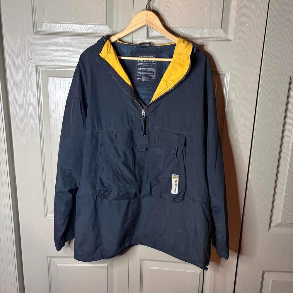 Abercrombie Performance Windbreaker Jacket Mens Medium Navy Blue Y2K Anorak